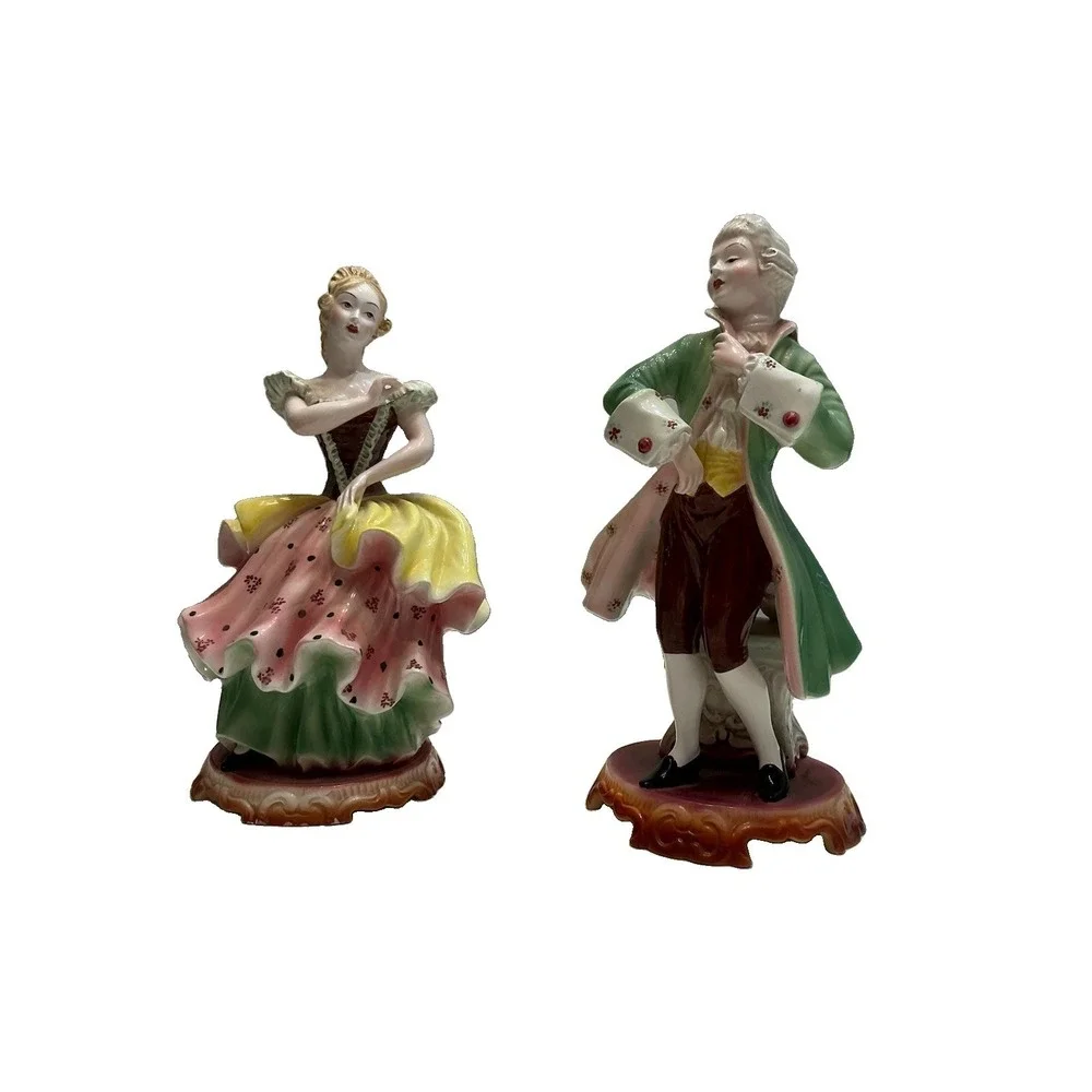 Vintage Italian Porcelain Figurines Pair Made in Italy Capodimonte Style Set 2 - Picture 6 of 13